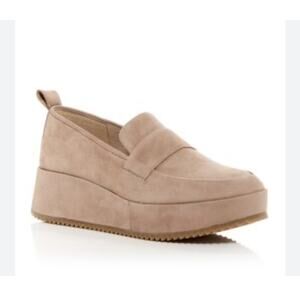 Eileen Fisher Max Platform Suede Tan Loafers Slip On Beige Women's Size 12 New